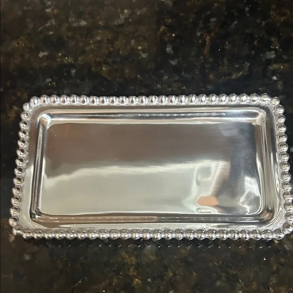 Mariposa Silver Beaded Edge Tray - Picture 3 of 4